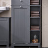 SoBuy BZR104-DG Badkolonn med Tvättkorg 60x37x171 cm – 6 Hyllor, 2 Lådor, Avtagbar Korg, 70 kg, Anti-tipp – Grå