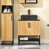 Sobuy apatinė kriauklės spintelė 60 cm-kompaktiški vonios baldai bambuko ir metalo ir praktikos saugojimo sprendimas svečiams tualetui ar mažam vonios kambariui, BZR202-SCH