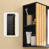 „Sobuy“ sieninė spintelė su veidrodžiu vonios stiliaus juodo vonios spintelės MDF lanksčioje saugykloje, lengvai montuojančios spintelės, skirtos WC, 50x20x45 cm, BZR204-SCH