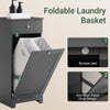 SoBuy BZR21-II-DG Badrumsskåp med Låda och Hopfällbar Tvättkorg – Förvaring 40x38x90 cm Grå