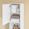 SoBuy Vonios spintelė BZR216-W su skalbinių krepšeliu - 40×38×180 cm | Plona laikymo spintelė su stalčiumi, reguliuojama lentyna ir 45 l skalbinių krepšeliu – puikiai tinka mažiems vonios kambariams ir tualetams