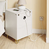 SoBuy FBT115-L-E-W Nattduksbord med laddningsfunktion, sängbord med 2 uttag, USB och Type-C, sidobord för sovrum och vardagsrum, vitt, B40 x D40 x H63,5 cm