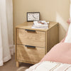„Sobuy Night“ spintelės nakties spintelė su 2 stalčiais, šoniniai stalai miegamajam, moderni laikymo spintelės lovos stalo desertai, gamta B 40 X D 42 X H 47 CM FBT166-N