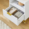 „Sobuy FBT169-W“ lovos stalai, lovos spintelės su dėžutėmis ir laikymo skyrius, modernus šoninis stalas miegamiesiems ir svetainei, balta b 40 x d 40 x h 51 cm