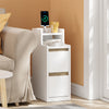 SoBuy FBT178-E-WN Smalt sängbord 22 cm med touch-lampa och Type-C-laddning sovrum, vit, 22 x 34 x 60 cm