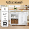 SoBuy FKW129-WN Köksvagn med hjul 113x91x(44–69) cm – Utfällbar Arbetsyta, 2 Lådor, Justerbara Hyllor, Köksö – Vit