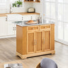 SoPirk FKW130-N Virtuvės salelę ant ratų Serviravimo vežimėlis su ratukais, Virtuvinis vežimėlis su ištraukiamu darbo stalu, Riedantis vežimėlis su stalčiais, Baro vežimėlis virtuvei, valgomajam, pusryčių baras, Natūralus, 107 x (46-71) x 92,5 cm