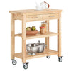 SoBuy FKW24-II-N Köksvagn i Heveaträ med 2 Lådor och 2 Hyllor – Kompakt Rullbar Förvaring 80x40x90 cm