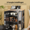 SoBuy FKW75-SCH Köksvagn 60 × 45 × 92 cm – Skåp, Justerbar Sidohylla, 4 Hjul med Broms – Svart