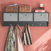 „Sobuy“ skrybėlės lentynos lentynos lentynos drabužių pakaba su 3 krepšeliais ir 5 kabliais FRG282-sch