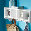 „Sobuy“ drabužių pakabos sienos lentyna su 4 kubeliais ir 5 kabliais FRG48-L-W-W