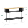„Sobuy Console“ stalas, medinis ir metalinė salės konsolė, laikiklio stalas su laikymo skyriumi, pramoninis dizainas, konsolė salėje, svetainė ar biuras, 110 × 39 × 76 cm juoda FSB102-sch