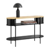 „Sobuy Console“ stalas, medinis ir metalinė salės konsolė, laikiklio stalas su laikymo skyriumi, pramoninis dizainas, konsolė salėje, svetainė ar biuras, 110 × 39 × 76 cm juoda FSB102-sch