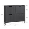 SoBuy FSR177-L-SCH Skoskåp med 4 Fällbara Luckor 100x19x91 cm – 12–16 Par, Ultra-Slim 19 cm, MDF (E1), Entré & Korridor – Svart