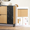 „Sobuy“ batų spintelės, siauri 2 atvartai, batų saugykla, vietos taupymas salėje, batų spintelė, juoda su marmure ir mediena, batų biuras, spintelės su saugojimo vieta, 60 kg apkrova, 90 x 88 x 24 cm, FSR203-N