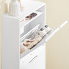 „Sobuy FSR204-W“ batų spintelės įėjimo spintelė, skirta bateliams-siauros 19 cm gylio, vertikalus/horizontalus tvirtinimas, batų laikymas ir mažų daiktų MDF E1, balta, 35 kg, 50x19x100 cm