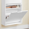 „Sobuy FSR204-W“ batų spintelės įėjimo spintelė, skirta bateliams-siauros 19 cm gylio, vertikalus/horizontalus tvirtinimas, batų laikymas ir mažų daiktų MDF E1, balta, 35 kg, 50x19x100 cm
