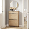 SoBuy FSR212-N smal skoskåp - skoskåp i trä 24 cm brett, stor kapacitet för skor upp till storlek 47, nordisk design, idealisk för hall, entré, familj, färg trä, mått 60x24x95 cm