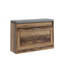 SoBuy FSR218-F Extremt smal bänk 24cm – tunn hallpall, passar EU47 skor, last 123kg, löstagbar tvättbar dyna, förvaring under lucka, amerikansk trälook, E1-material