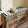 SoBuy FSR218-F Extremt smal bänk 24cm – tunn hallpall, passar EU47 skor, last 123kg, löstagbar tvättbar dyna, förvaring under lucka, amerikansk trälook, E1-material