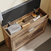 SoBuy FSR218-F Extremt smal bänk 24cm – tunn hallpall, passar EU47 skor, last 123kg, löstagbar tvättbar dyna, förvaring under lucka, amerikansk trälook, E1-material