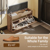 SoBuy FSR218-F Extremt smal bänk 24cm – tunn hallpall, passar EU47 skor, last 123kg, löstagbar tvättbar dyna, förvaring under lucka, amerikansk trälook, E1-material