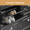 SoBuy FSR79-SCH Skoskåp 4 Klaffar – Brett Skoskåp 24 cm Djup med 16 Par, Ventilerad Baksida, FSC® MDF, Skoförvaring för Hall – Svart