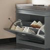 SoBuy FSR82-K-HG Skobänk Skoskåp med Dyna och Nedfällbar Lucka – Förvaring för Skor 60x24x51 cm – Grå