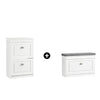 SoBuy Skoförvaringsset Vitt FSR82-L-W + FSR78-W – Skobänk med Sittdyna & Skoskåp med 2 Fällbara Luckor (8 Par), Entréförvaring, 2-delars Set