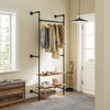 SoBuy KLS20-SCH Kompakt Väggklädställ med 2 MDF-Hyllor, Klädställ på Väggen, Bärkapacitet 45 kg, Industrisvart, 91,5x48x220 cm