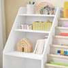 „Sobuy KMB119-W“ „Montessori“ knygų krekerių anūkai su audinių kišenėmis, 3 lentynos ir pluošto kišenės žaislų lentynos ir saugojimo vaikų kambario baldai balti 80 x 80 x 40 cm