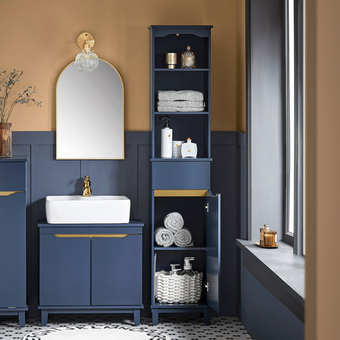 „Sobuy Blue High Cabice“ vonios kambarys, kampinė lentyna su 1 durimis BZR112-B