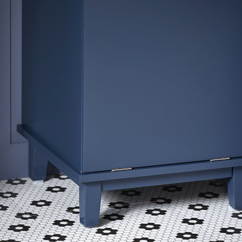 „Sobuy“ mėlynos vonios kabinetas su skalbinių krepšiu ir stalčiais, laikymo baldų vonios kambarys, BZR114-B