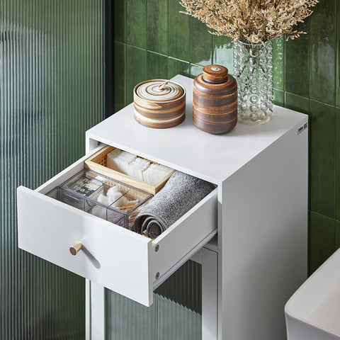 „Sobuy“ vonios kabinetas su skalbinių krepšiu ir stalčiais, laikymo baldų vonios kambarys, BZR116-W
