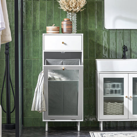 „Sobuy“ vonios kabinetas su skalbinių krepšiu ir stalčiais, laikymo baldų vonios kambarys, BZR116-W