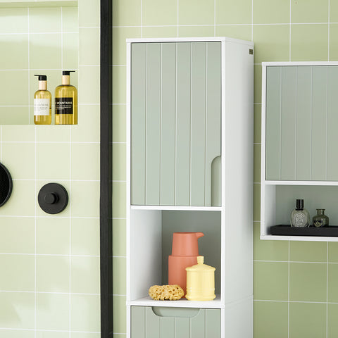 „Sobuy“ vonios kabinetas su skalbinių krepšiu vonios lentynos aukšta spintelė BZR137-GR