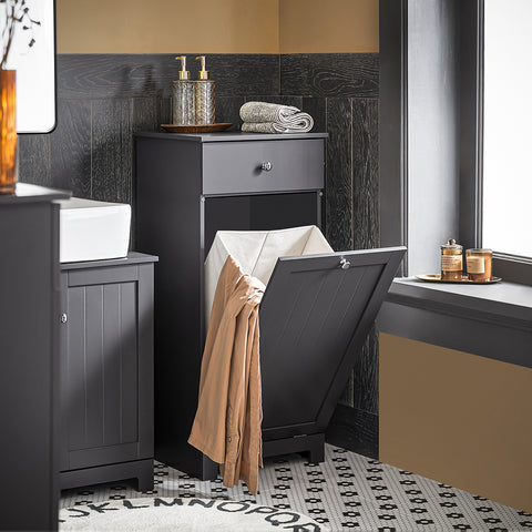 „Sobuy“ vonios kabinetas su skalbinių krepšiu ir stalčiais, laikymo baldų vonios kambarys, BZR21-DG