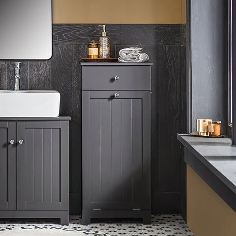 „Sobuy“ vonios kabinetas su skalbinių krepšiu ir stalčiais, laikymo baldų vonios kambarys, BZR21-DG