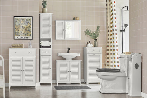 „Sobuy“ vonios kabinetas su skalbinių krepšiu ir stalčiais, laikymo baldų vonios kambarys, BZR73-W