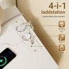 SoBuy FBT115-L-E-W Nattduksbord med laddningsfunktion, sängbord med 2 uttag, USB och Type-C, sidobord för sovrum och vardagsrum, vitt, B40 x D40 x H63,5 cm