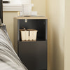 SoBuy FBT149-SCH – Smalt nattduksbord 20cm, Sidobord med 2 lådor och öppen hylla, Svart