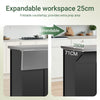 SoBuy FKW71-II-SCH Köksö på hjul 115x92x(46–71) cm – Utdragbar Arbetsyta +25 cm, 2 Lådor, 360° Hjul, 100 kg – Svart