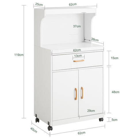 „Sobuy“ virtuvės lentyna, skirta mikrobangų krosnies virtuvės spintelėms su ratais, „Sideboard FSB12-W“