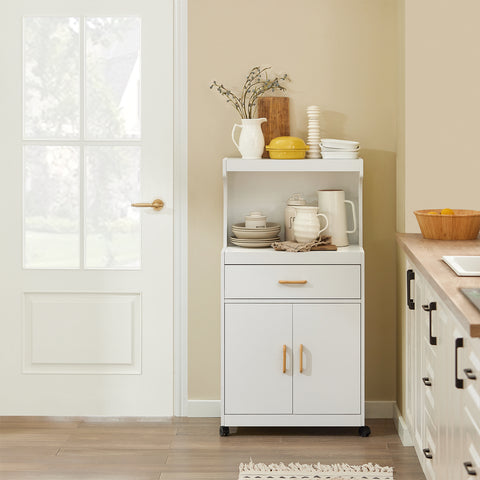 „Sobuy“ virtuvės lentyna, skirta mikrobangų krosnies virtuvės spintelėms su ratais, „Sideboard FSB12-W“