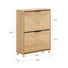 SoBuy FSR200-II-N Skoskåp med 2 Luckor – Stabilt, Säker Anti-Omkull Design, Rymmer 8 Par, Ljus Träfinish, 60 x 24 x 83 cm