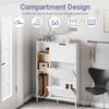 SoBuy FSR209-WN Skoskåp smalt vit bambu – kompakt skoförvaring med 3 flikar, öppen träram, platsbesparande design, mångsidig förvaring – för hall, entrérum, 90 x 19 x 129,5 cm
