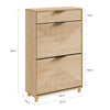 SoBuy FSR212-N smal skoskåp - skoskåp i trä 24 cm brett, stor kapacitet för skor upp till storlek 47, nordisk design, idealisk för hall, entré, familj, färg trä, mått 60x24x95 cm