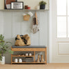 SoBuy FSR47-N Skobänk i Bambu med Låda och Dyna 90×30×46 cm – 2-Lagers Skohylla – Natur