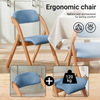 SoBuy FST92-BL Hopfällbar Stol i Trä med Ergonomisk Stoppning – 120 kg, Inga Verktyg, Blå