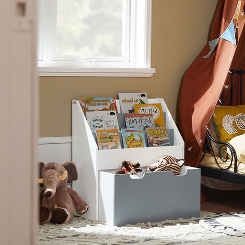 Sobuy, knygų lentynos vaikai su 1 krepšiu, žaislų saugykla, KMB17-HG